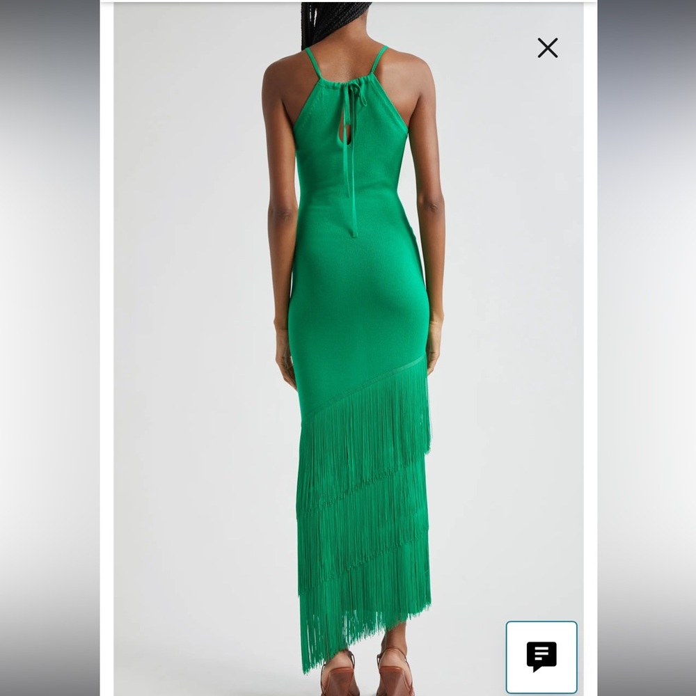 NWT Free People Elexiay Lokoja Green Fringe Halter Maxi Dress Small - Picture 2 of 13